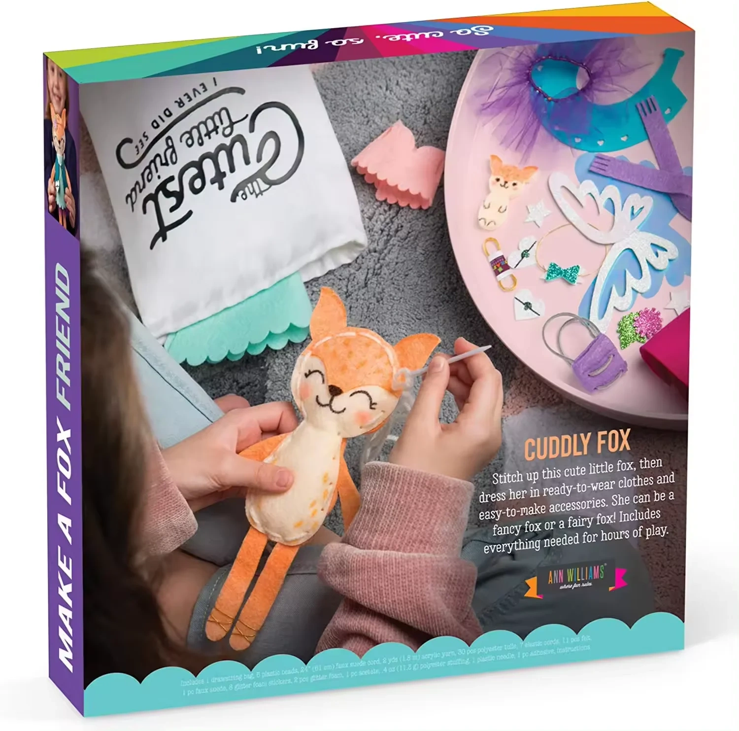 Custom Learn to Make A Fox Friend Craft Felt Sewing Kit with Clothes & Accessories