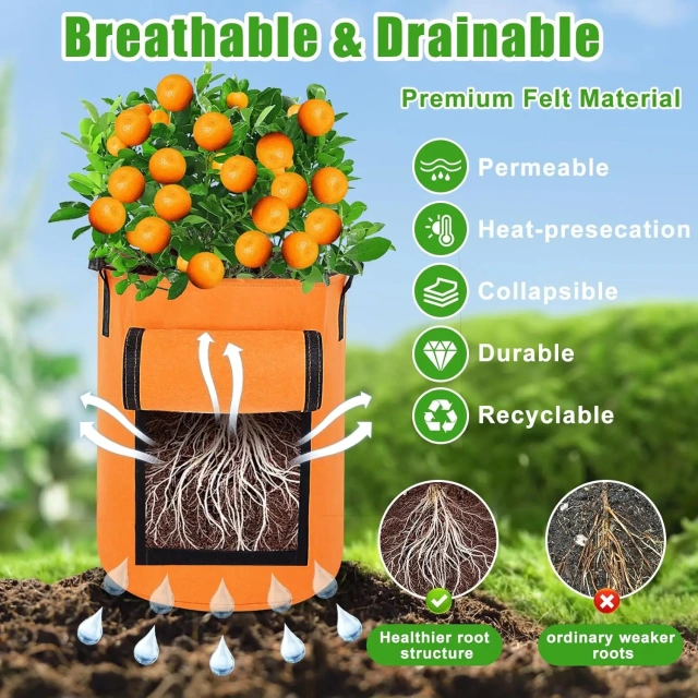 en stock pas cher diverses couleurs rabat poignée durable tissu non tissé épaissi plantes légumes pommes de terre sacs pots de culture robustes