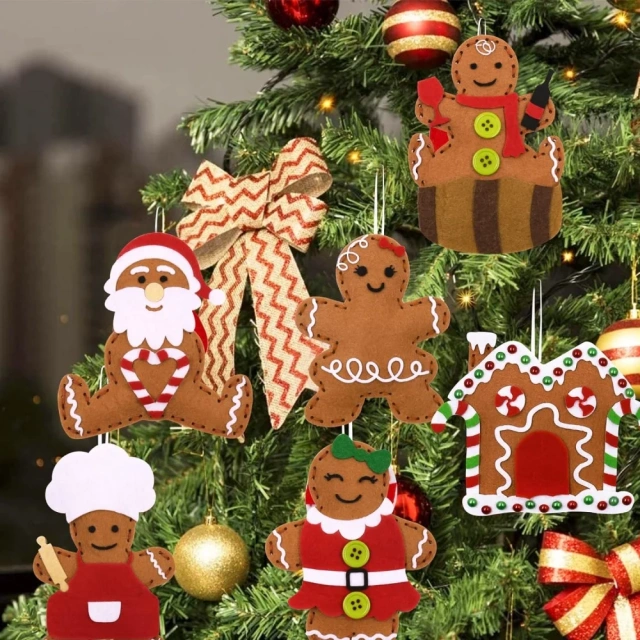 Kit de costura de fieltro para manualidades para niños S12 Hombre de jengibre navideño