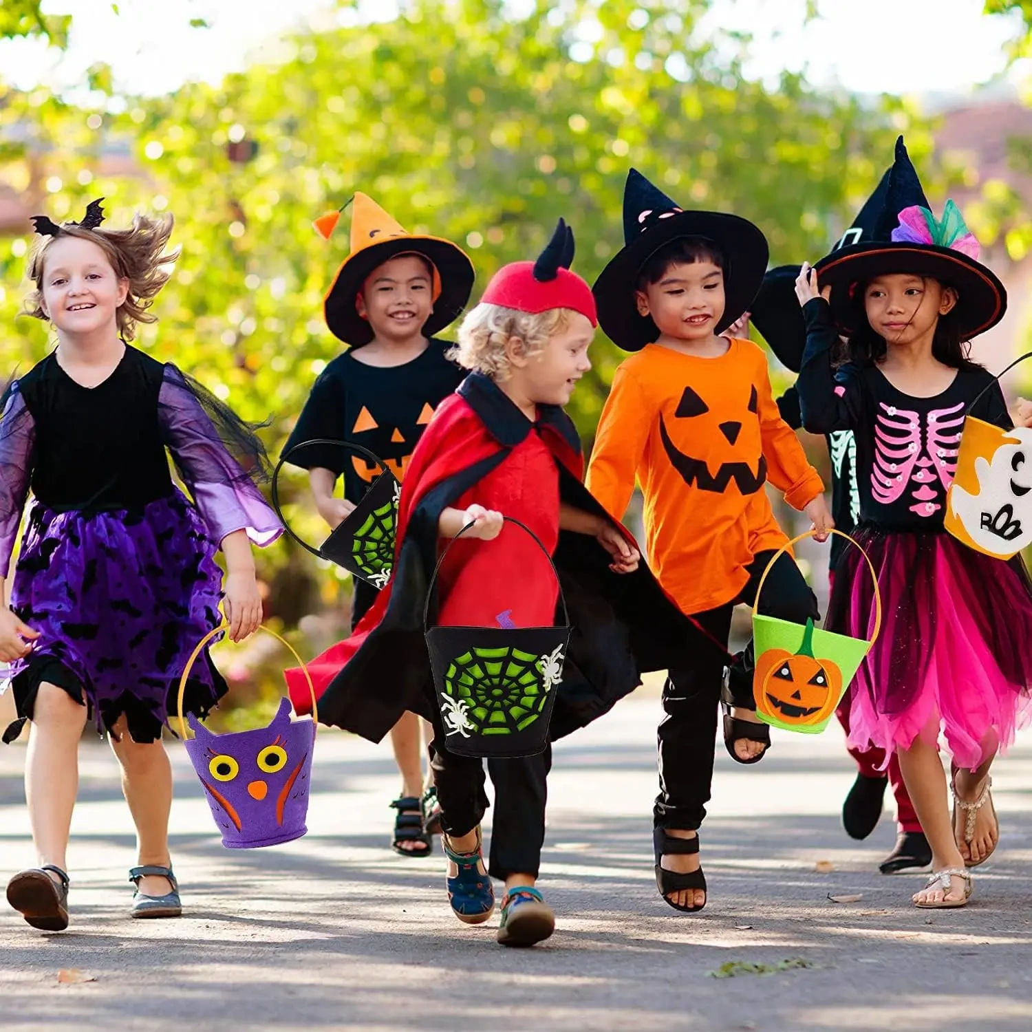 Custom Kids 2024 Trick or Treat Felt Halloween Candy Bucket