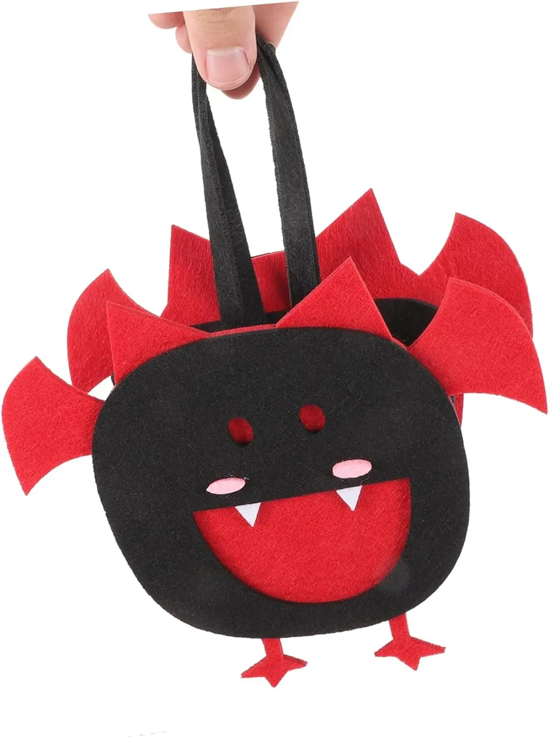 2024 Trick or Treat Black Red Bat Felt Halloween Candy Bag