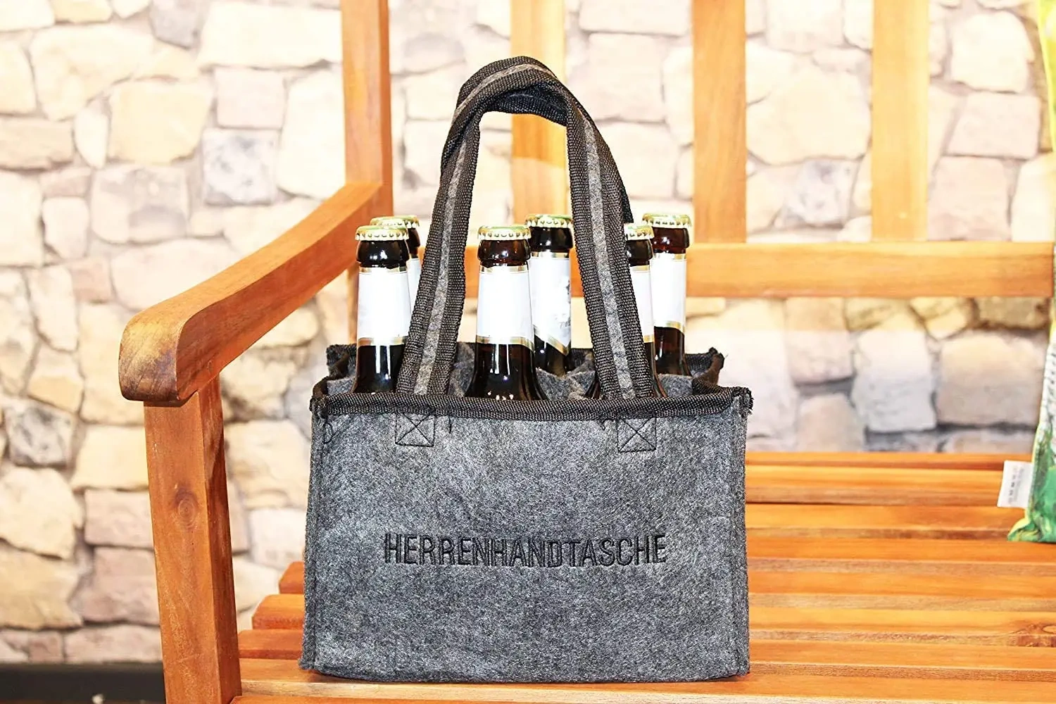 customized eco friendly carrying felt six pack beer wine gift bag water drink bottle sleeve carrier
