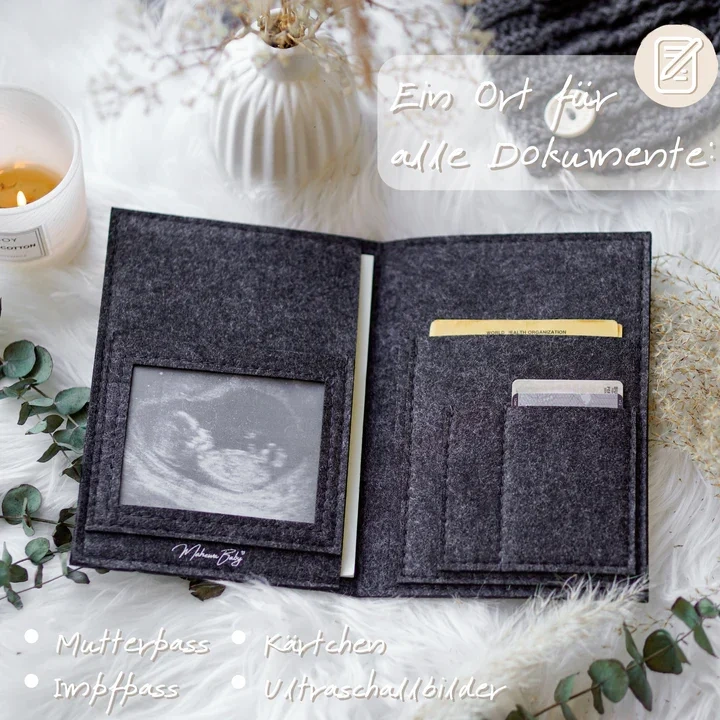 Highly recommend German Austria maternity mami black felt baby passport cover case with enough space for mother souvenir gift