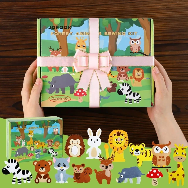 مجموعة ألعاب تعليمية ممتعة للأطفال مصنوعة يدويًا من حيوانات الغابة مصنوعة من اللباد