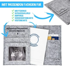 Bolsa de feltro de elefante bordado personalizado para registro de maternidade com cordão elástico e contas de coração