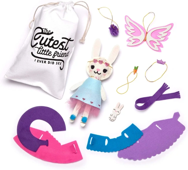 تعليم الأطفال صنع صديق الأرنب - مجموعة خياطة يدوية من اللباد