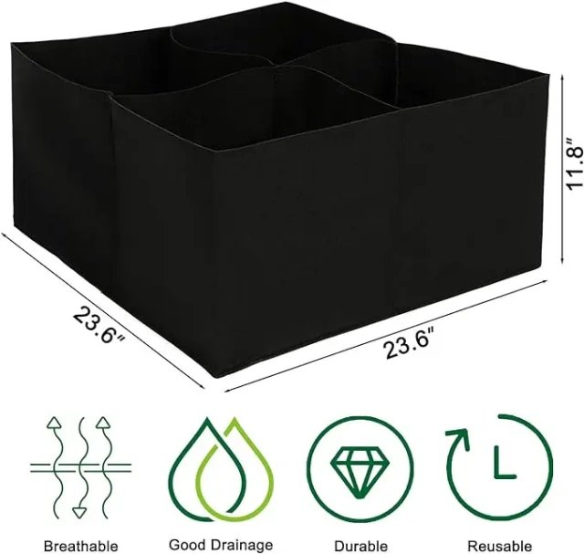 Sacs de culture de plantes en tissu respirant, plates-bandes surélevées pour l'extérieur pour légumes et fleurs, sacs de culture carrés en feutre