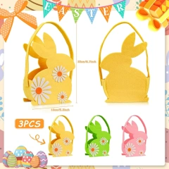 BSCI faible MOQ en gros décoration de Pâques nouveautés de fête pour enfants feutre poussin de Pâques bonbons sacs-cadeaux seaux lapin paniers de Pâques