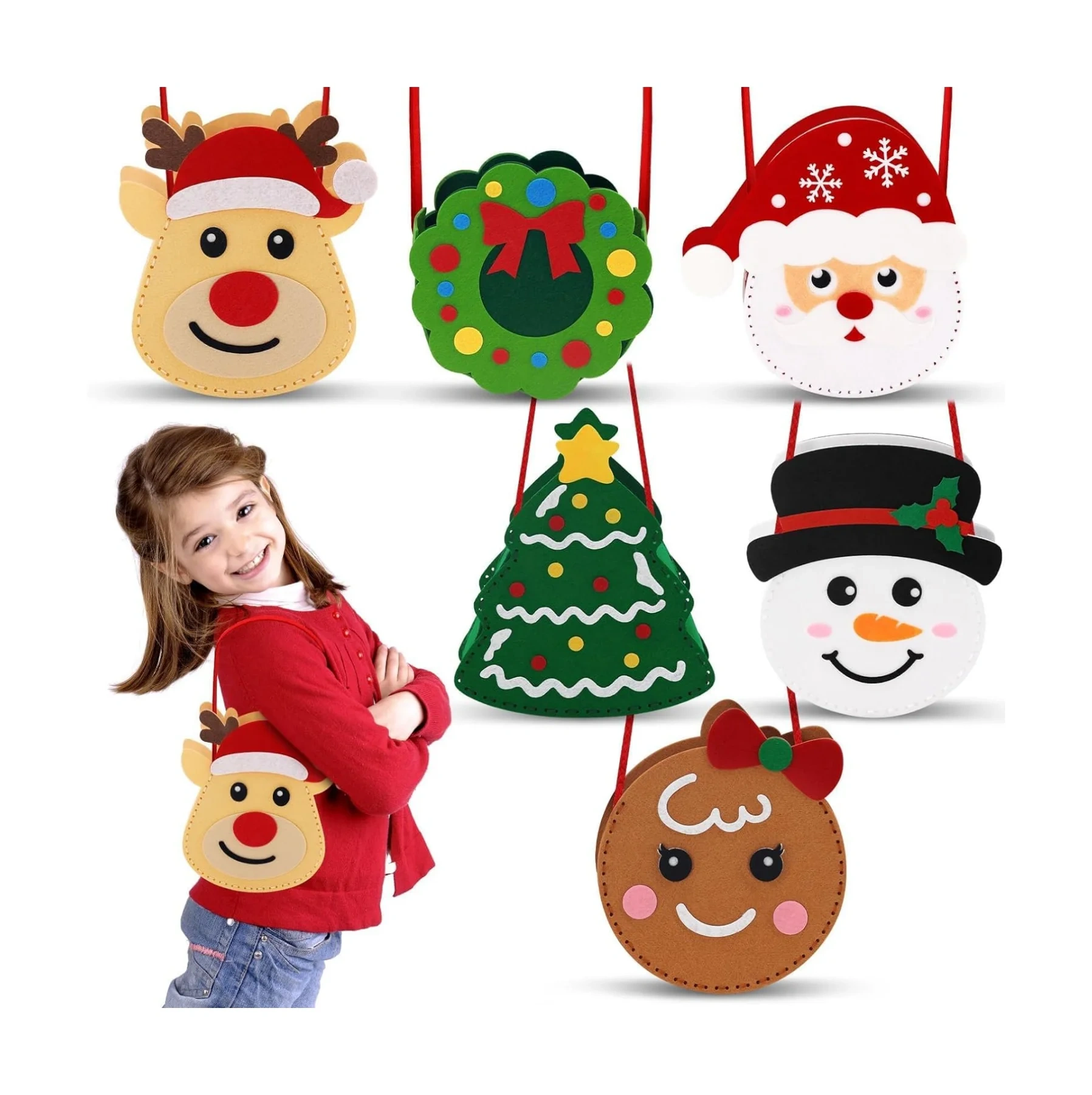 Kid Craft Art Soft Toy DIY Felt Sewing Kit S6 Christmas Bags