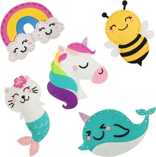 DIY Toy Unicorn Rainbow Whale Bee Kitty Mermaid Felt Sew Kit