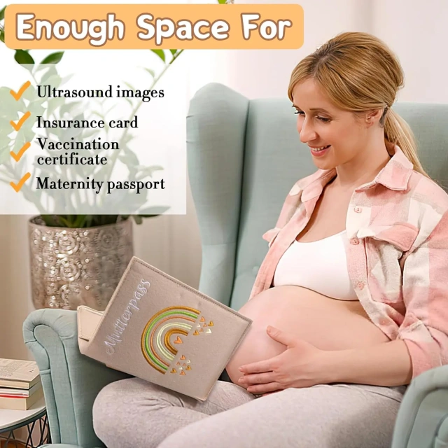 porta-documentos personalizado feito à mão, de feltro bege, protetor, porta-documentos, maternidade, capa para passaporte com chaveiros