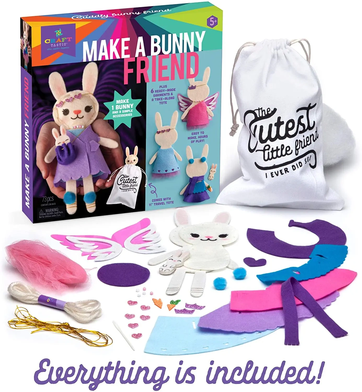 Kids Education Make a Bunny Friend Craft DIY Felt Sewing Kit