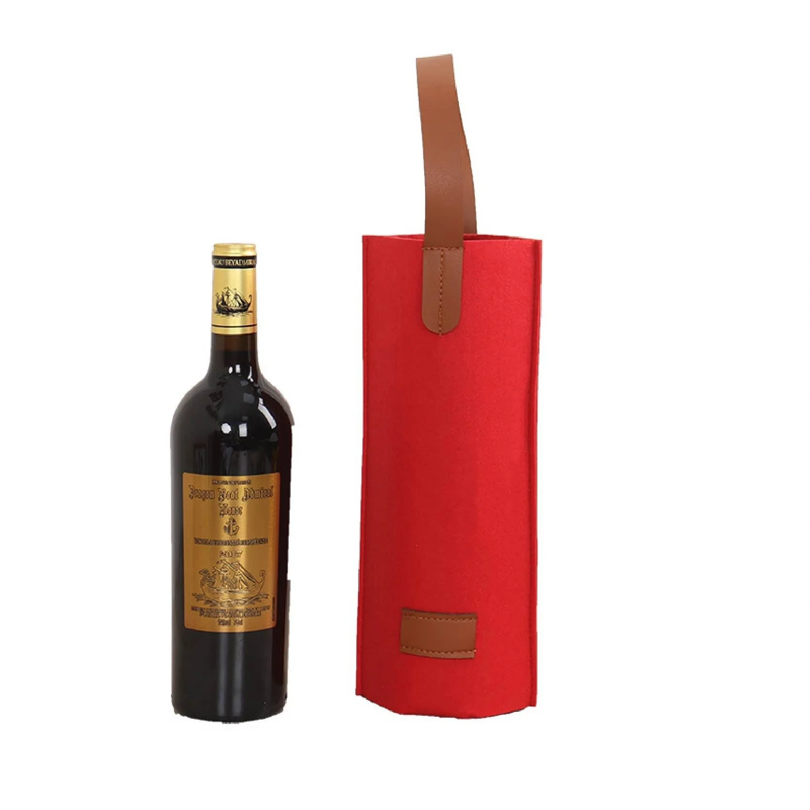 Hot-selling Portable Felt Single Wine Bottle Carrier Tote Bags for Travel Picnic Beach Gift Custom Logo Wine Bag