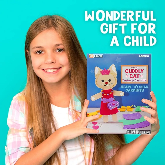 لعبة حرفية ممتعة للأطفال اصنعها بنفسك على شكل قطة من اللباد مع مجموعة خياطة