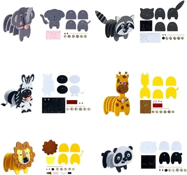 مجموعة أدوات خياطة يدوية للأطفال مصنوعة من اللباد مقاس 6 قطع مصنوعة من الخرز على شكل حيوان