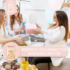 Custom Printed Brown Rainbow Felt Maternity Log Pass Cover with Elastic String Heart Beads