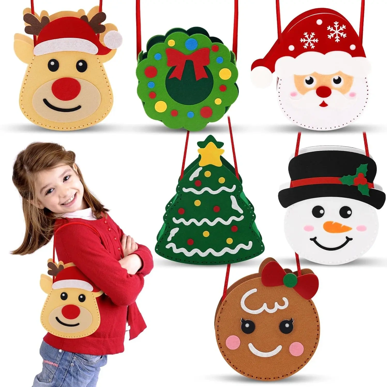 Custom 2025 Kids DIY Decorative Bulk Felt Christmas Gift Bag