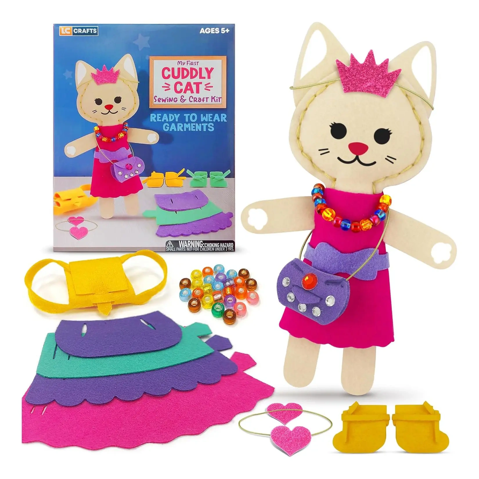 Kids Fun DIY Craft Toy Make A Kitty Cat Friend Felt Sew Kit