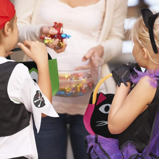 Sac à bonbons d'Halloween en feutre avec logo personnalisé 2024 Trick or Treat Cat