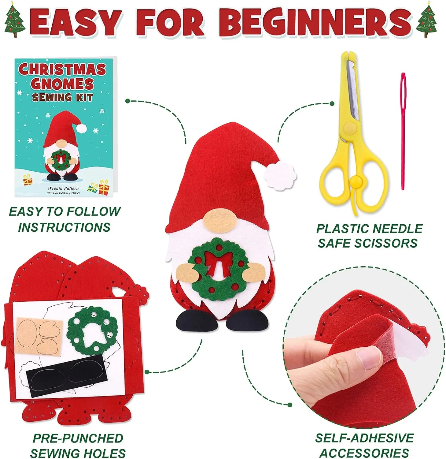 Kids Education Craft DIY Felt Sewing Kit S12 Christmas Gnome