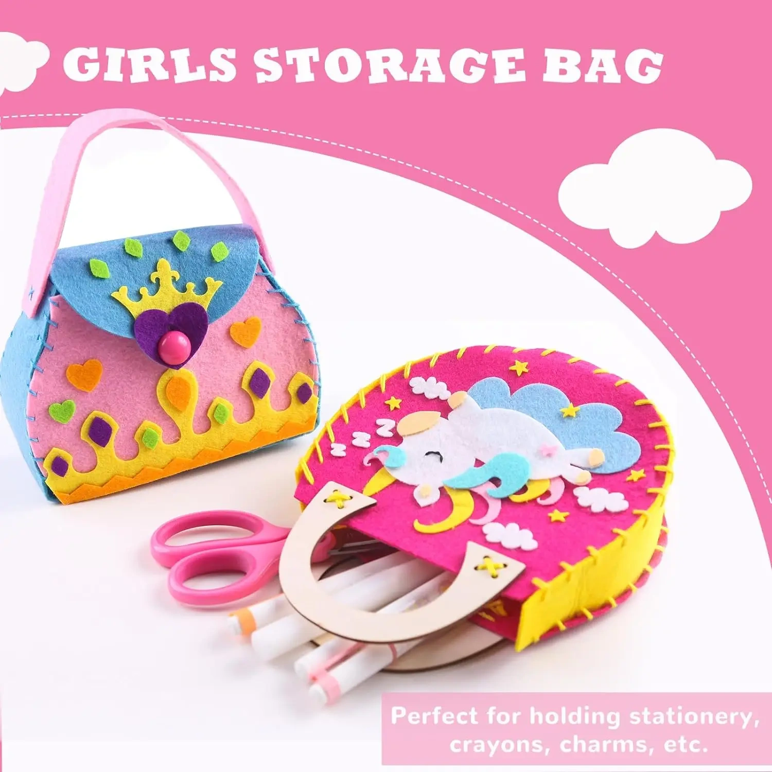 Kids Fun Education Toy Craft DIY Decorate Bag Felt Sew Kit