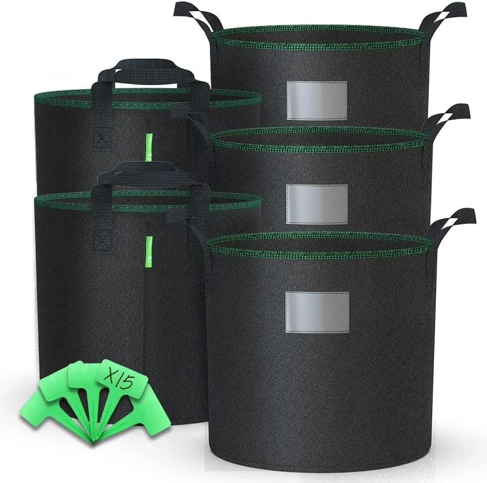 Custom light durable black nonwoven fabric vliesstoff bag with plant plug for tomatoes cucumber potato strawberry