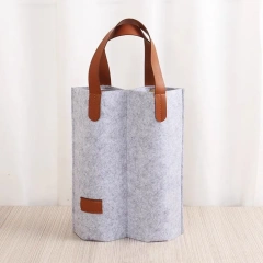 Sac de transport de vin bon marché avec poignée en cuir Sac de bouteille de vin en feutre simple pour fête Cadeau de mariage Voyage Pique-nique Dîner de pendaison de crémaillère