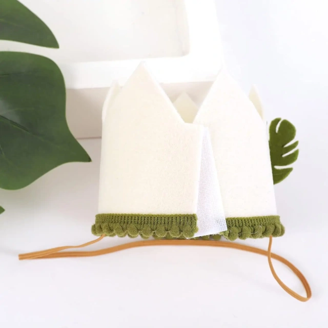 Sombrero de corona de tela de fieltro personalizado para fiesta de primer cumpleaños de bebé