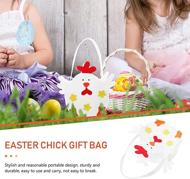 Paniers de Pâques en feutre de petit poulet écologique avec logo personnalisé mignon en gros, sac cadeau de bonbons pour les fêtes de festival des enfants