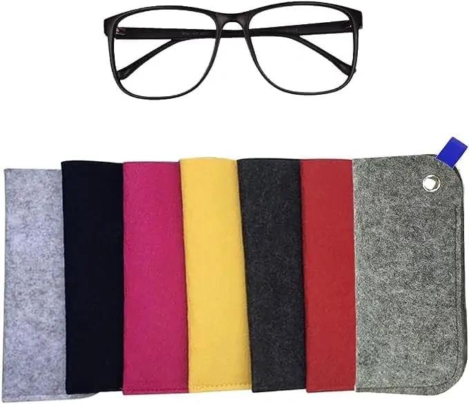 2024 new product gray pink soft custom felt fabric slip eyeglass cases portable travel glasses pouch for men women