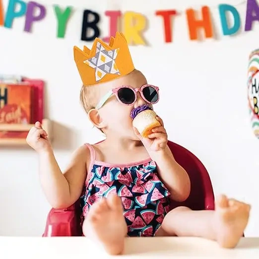 Custom Baby Gift Yellow Felt Kids Birthday Crown With Star