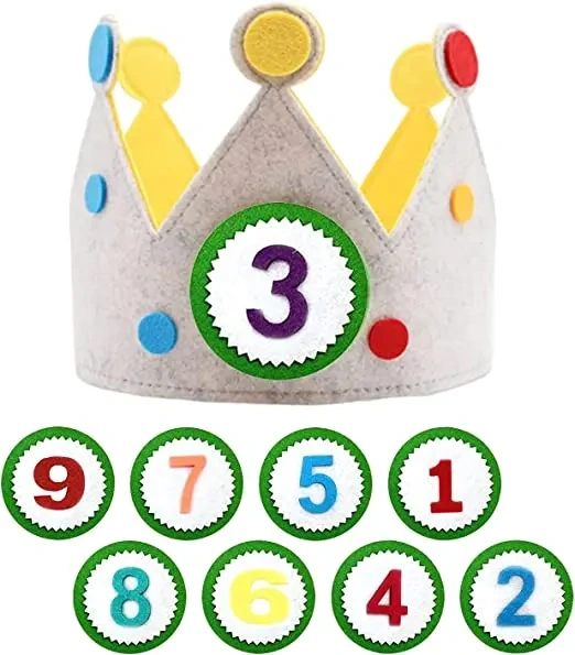 Regalo personalizado lindo para niños, tela de fieltro, decoración para bebés, sombrero de cumpleaños