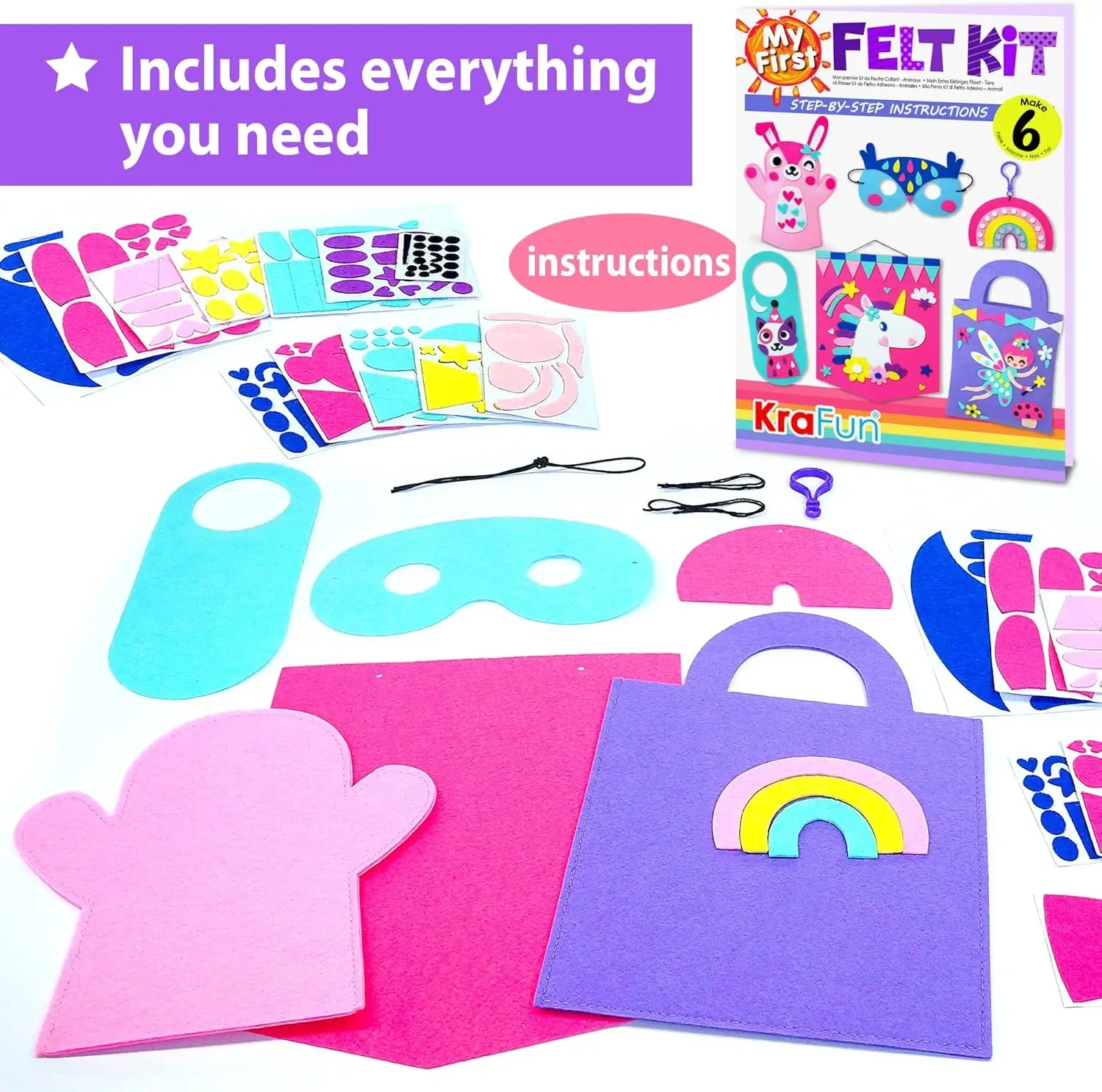 Bag Mask Pennant Rainbow Door Hanger Bunny DIY Felt Sew Kit