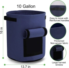 mua sỉ giá rẻ thùng trồng cây trong vườn 10 gallon tùy chỉnh túi trồng cây bằng vải không dệt dày có tay cầm và cửa sổ thu hoạch