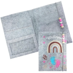 غطاء حماية لبطاقة الأمومة مصنوع يدويًا من اللباد الألماني للأم الحامل وبطاقة تأمين صورة الموجات فوق الصوتية والتطعيم