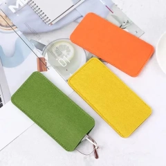 new design logo creative simple multi colors merino wool felt sunglasses soft storage package eyeglass glasses case