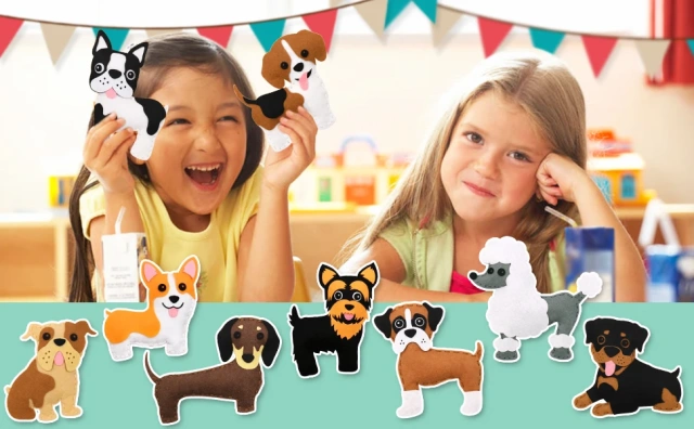 Kit de costura de feltro de brinquedo macio para crianças faça você mesmo personalizado S12 filhote de cachorro