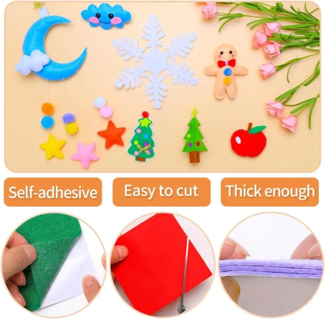 Feuille d'autocollants en feutre auto-adhésifs créatifs et amusants pour enfants