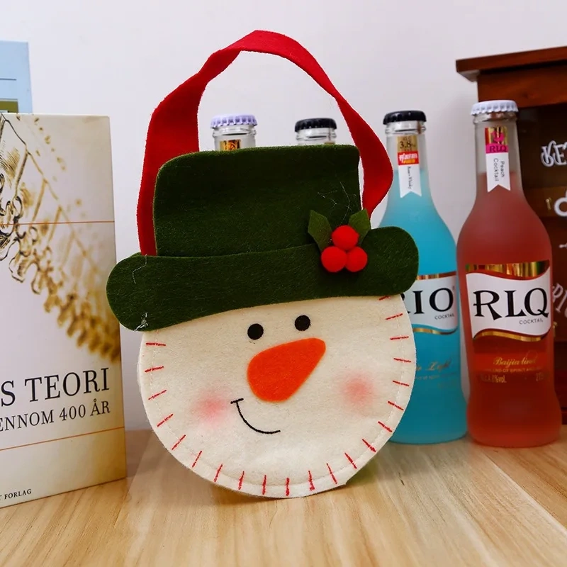 Christmas decoration supplies free sample santa claus reindeer snowman felt basket mini children Christmas candy treat gift bags