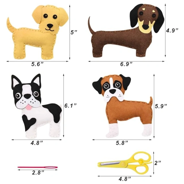 Kit de costura de feltro de brinquedo macio para crianças faça você mesmo personalizado S12 filhote de cachorro