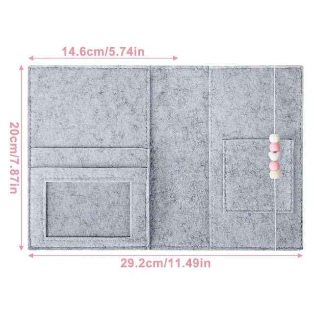 حقيبة حمل مخصصة من اللباد الرمادي بألوان قوس قزح للأم الحامل