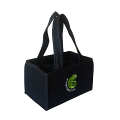Manufacturer embroidery foldable wine bottle bag 6 pack bottle carrier glass bottle delivery bag