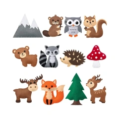 مجموعة أدوات الخياطة المصنوعة يدويًا من اللباد للأطفال S12 حيوانات الغابة