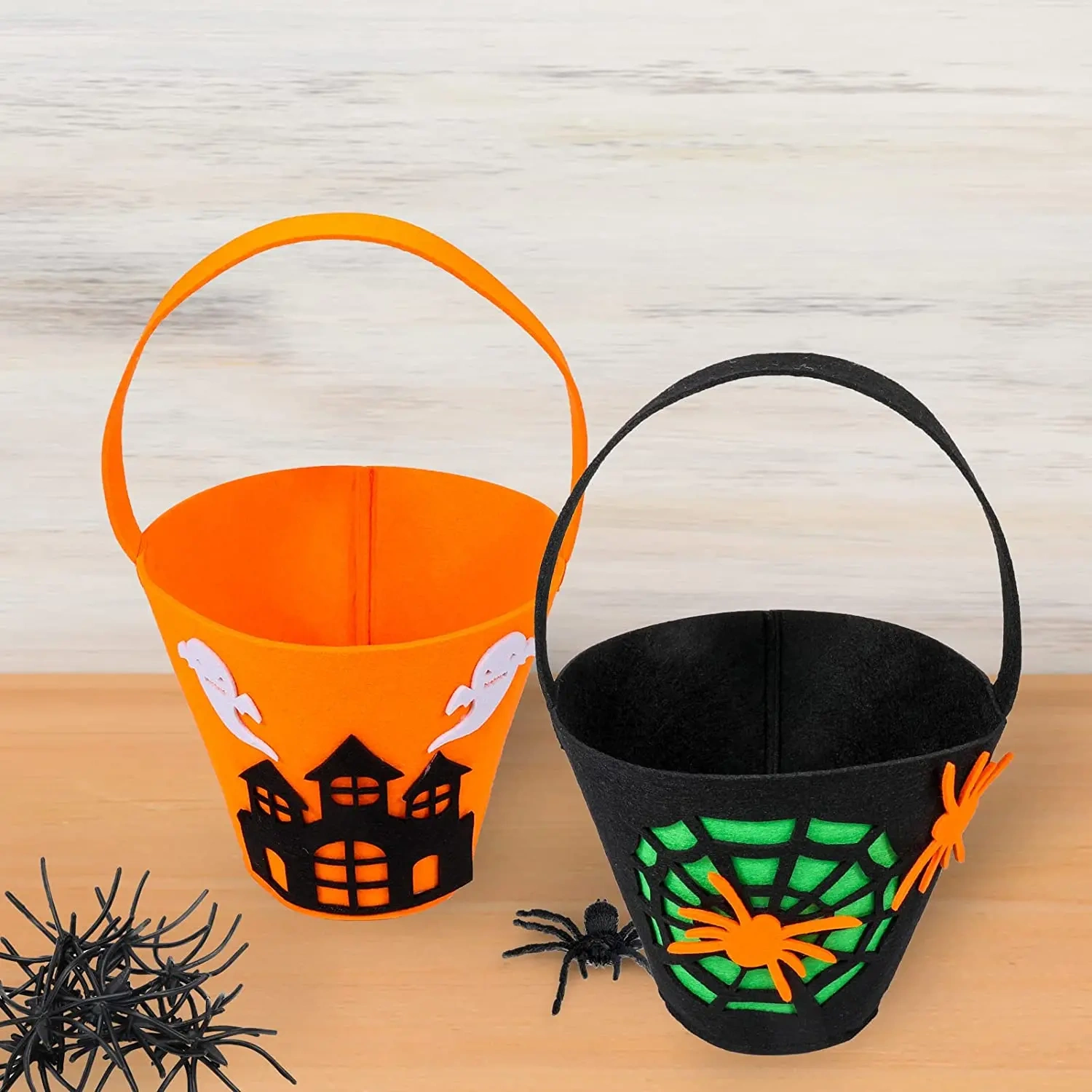 2024 Trick or Treat Black Spider Felt Halloween Candy Basket