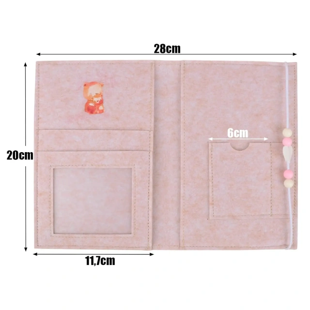 حقيبة Mutterpass المصنوعة من اللباد بألوان قوس قزح مطبوعة حسب الطلب مع حبات على شكل قلب من الخيوط المرنة
