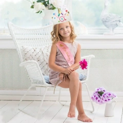 Regalo personalizado lindo para niños Sombrero de fieltro de tela para bebé Corona de cumpleaños