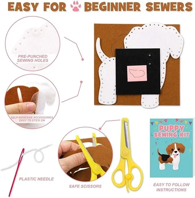 Custom Kids DIY Craft Soft Toy Felt Sewing Kit S12 Dog Puppy