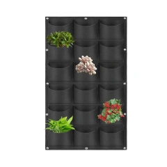 Thiết kế bán buôn Túi trồng cây thoáng khí dọc màu đen Túi trồng cây treo ngoài trời trong nhà cho vườn hoa tường