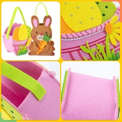 BSCI faible MOQ en gros décoration de Pâques nouveautés de fête paniers de chasse aux œufs de poussin feutre lapin de Pâques bonbons sacs-cadeaux pour enfants