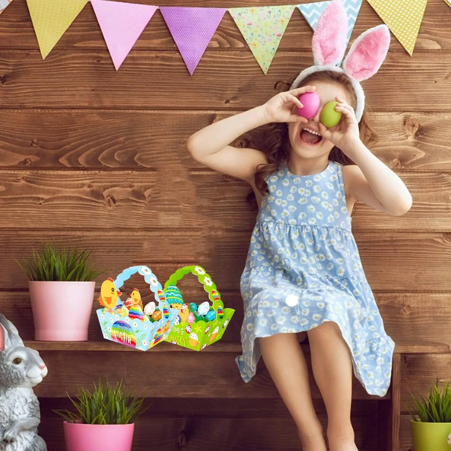CPC free sample wholesale new customize personalized sublimation chick cow candy bunny felt gift bag easter baskets for kids